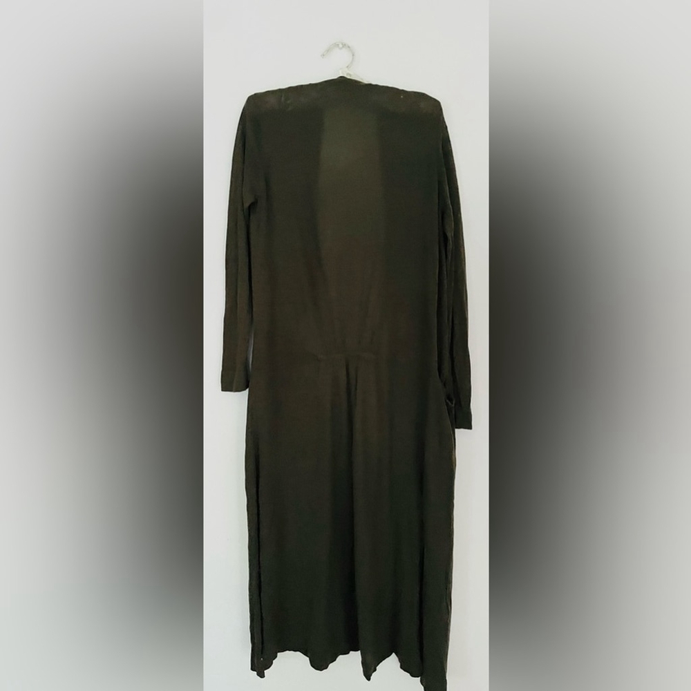 Zara Khaki Cardigan green sweater duster maxi long - Picture 6 of 7